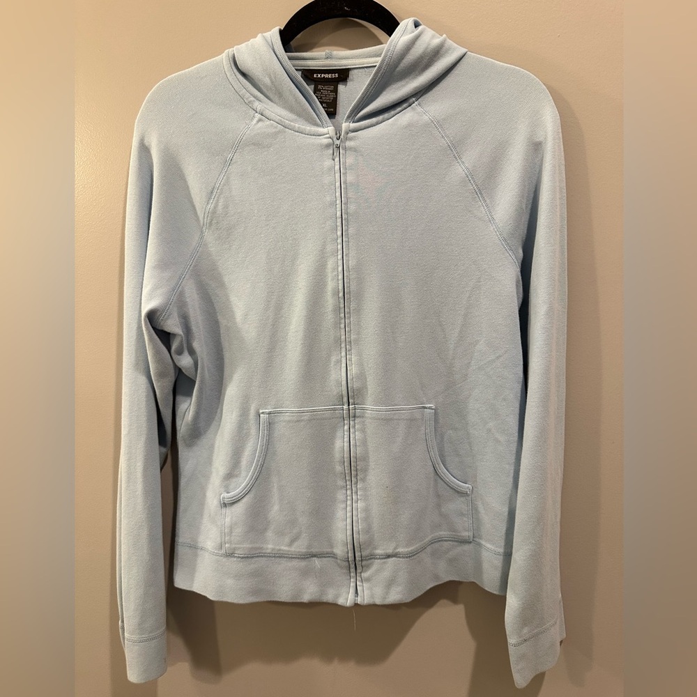 Express Light Blue Zip Up Hoodie Jacket Size XL